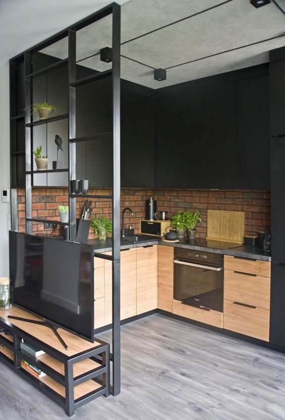 Styl loftowy we wnętrzach - mała kuchnia w stylu loft